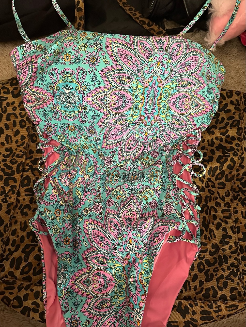 Luli Fama Med Turquoise & Pink Paisley One-Piece Swimsuit
